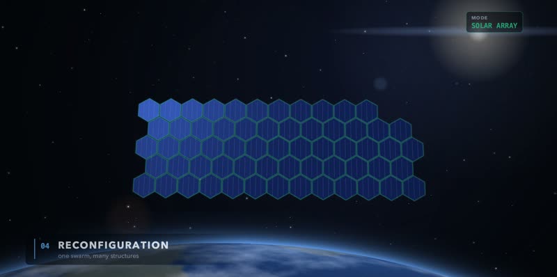 Modules rearranged from an antenna dish into a flat solar array